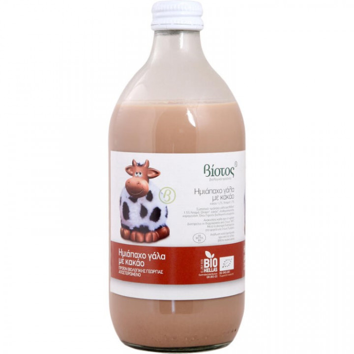 Biotopos Milk Semi Skimmed With Cacao 500Ml Bio