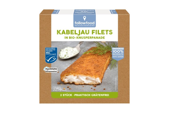 Followfish Frozen Fish Cod Fillets In Organic Crunchy Breading Pack Of 225 Gr