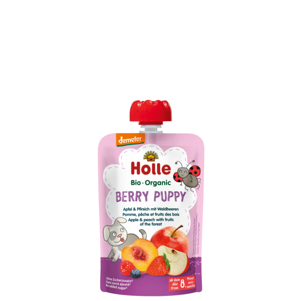 Holle Pouch Berry Puppy - Apple Peach Forest Fruit (8M) 90G Bio (V)