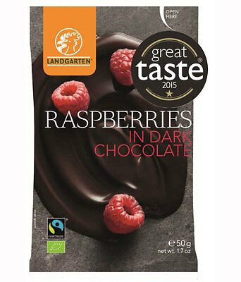 Landgarten Rasperries In Dark Chocolate 50G Bio