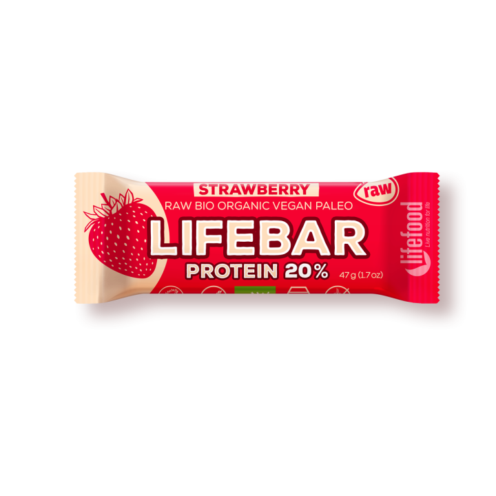 Lifebar Strawberry Protein Energy Bar 47G Bio
