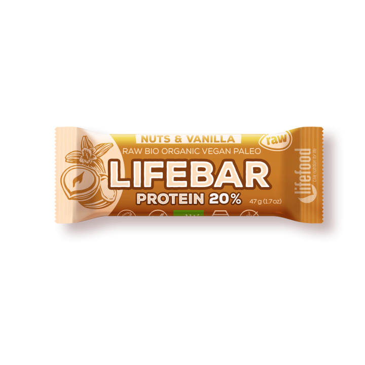 Lifebar Nuts Vanilla Protein Bar 47G Bio