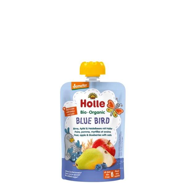Holle Pouch Blue Bird - Pear Apple Blueberry Oats (6M) 100G Bio