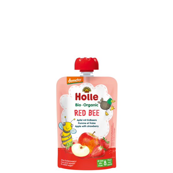 Holle Pouch Red Bee - Apple Strawberry (8M) 100G Bio