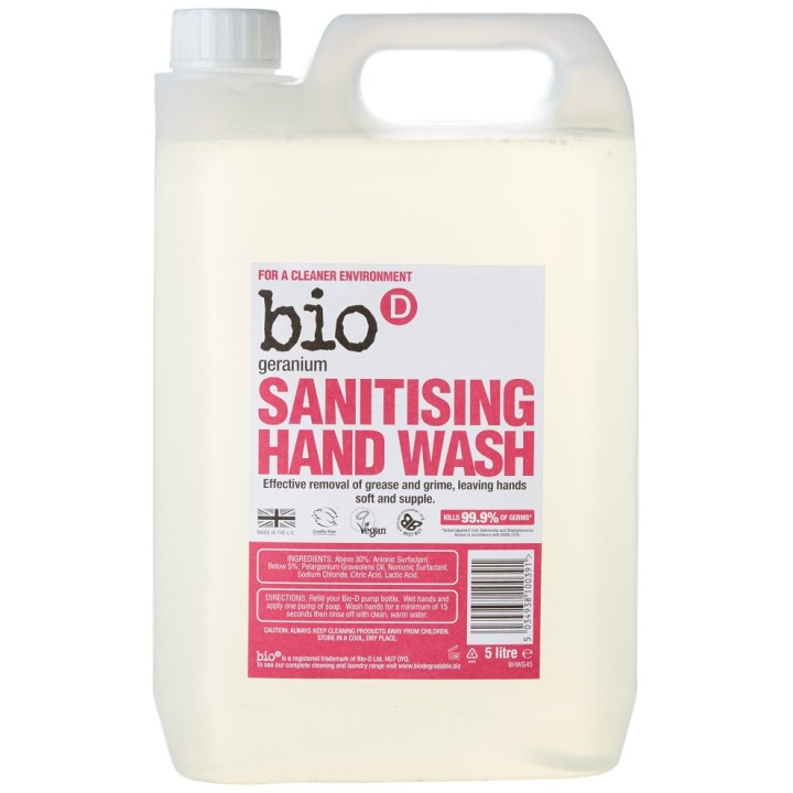 Bio D Sanitising Hand Wash Geranium 5L