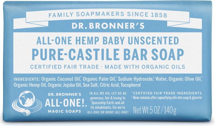 Dr. Bronners Unscented Baby Castile Soap 140G