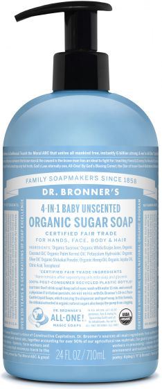 Dr. Bronners Hand Body Baby Unscented Soap 710Ml