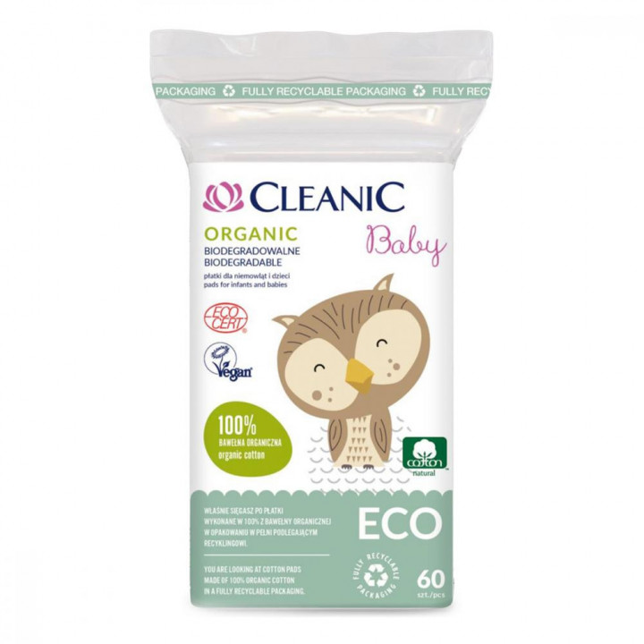 Cleanic Baby Eco Square Cotton Pads 60 Pieces