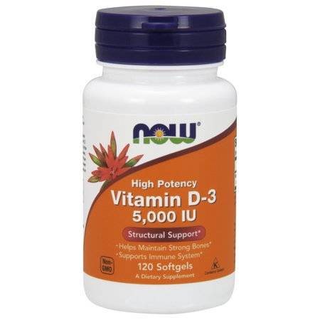 Now Vitamin D3 5000Iu Supports Immune System& Helps Mantain Healthy Bones 120 Softgels