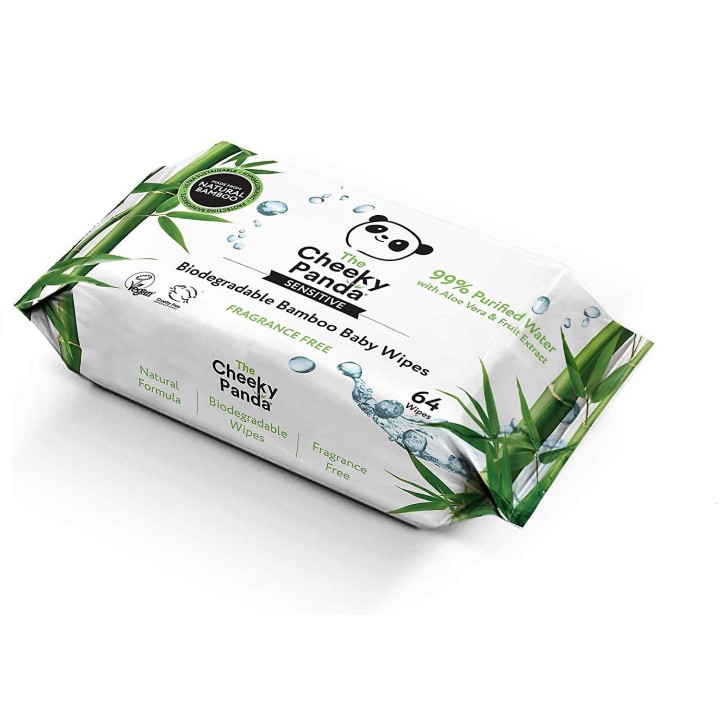 Cheeky Panda Bamboo Baby Wipes 64Pcs (V)