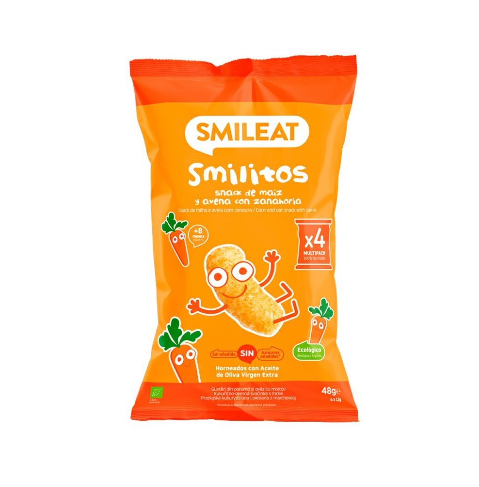 Smileat, Smilitos Snack Corn Oat With Carrot 48g Bio