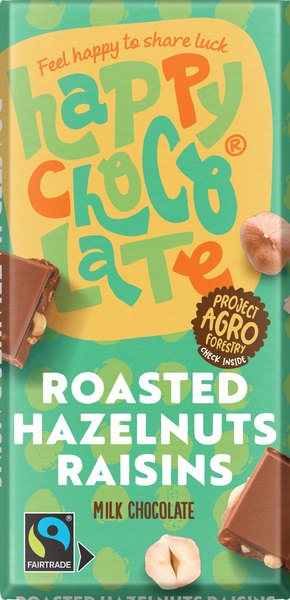 Happy Chocolate Roasted Hazelnuts Raisins 100G Bio