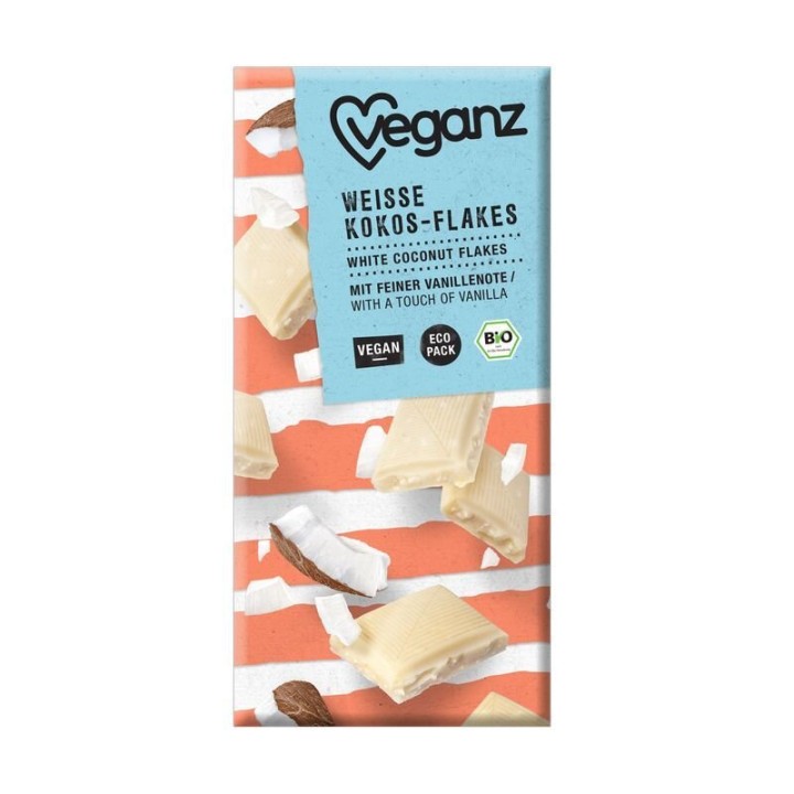 Veganz Vegan White Chocolate Coconut Flakes 80G Bio