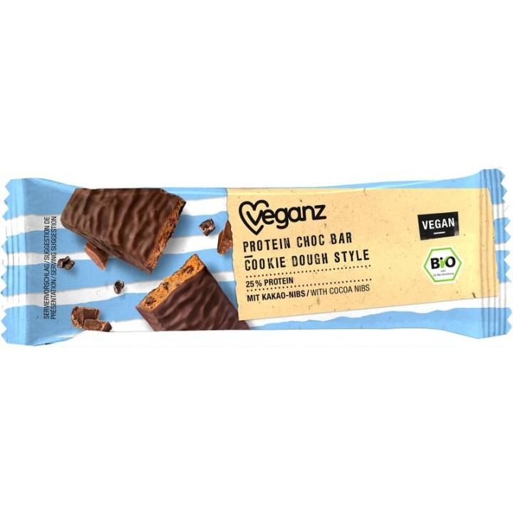 Veganz Vegan Protein Cookie Dough Style Chocolate Bar 50G Bio