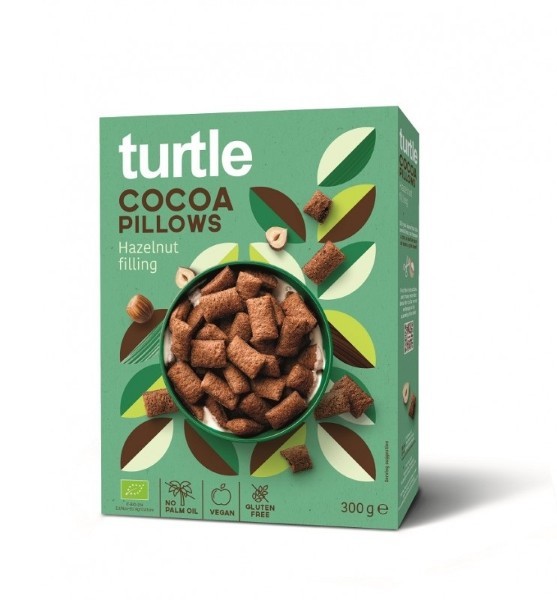 Turtle, Cocoa Pillows Hazelnut Filling 300G Bio