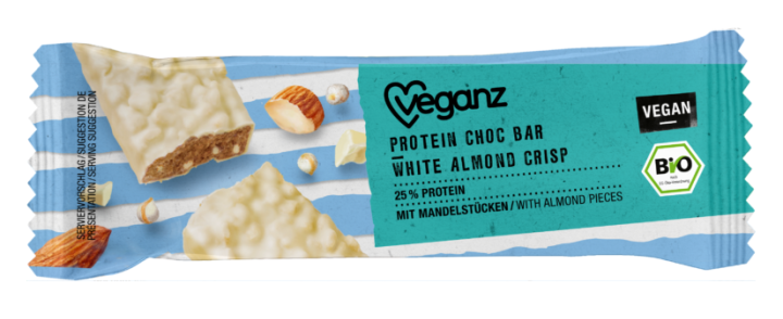 Veganz Protein Chocolate Bar White Almond 50G Bio