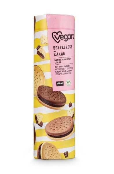 Veganz, Sandwich Biscuit Cocoa 330G Bio