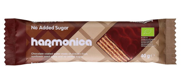 Harmonica, Chocolate Coated Wafer No Sugar 40G Bio