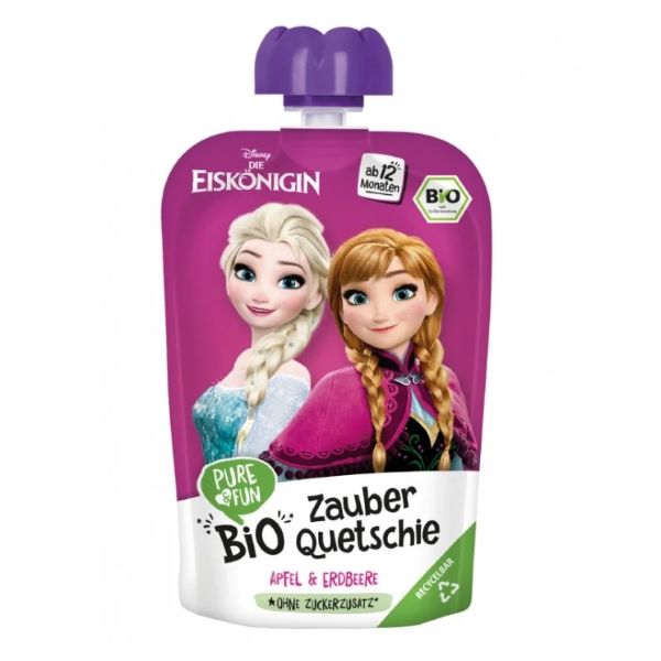 Disney, Anna Elsa Fruit Puree Apple Strawberry 100g Bio