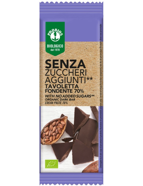 Probios, Dark Bar With Cocoa Paste 70% 50G Bio