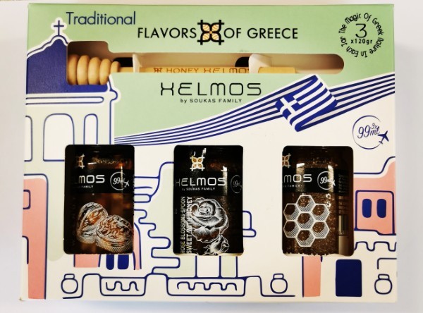 Helmos Gift Box Flavors Of Greece-wooden Spoon 3 X120g