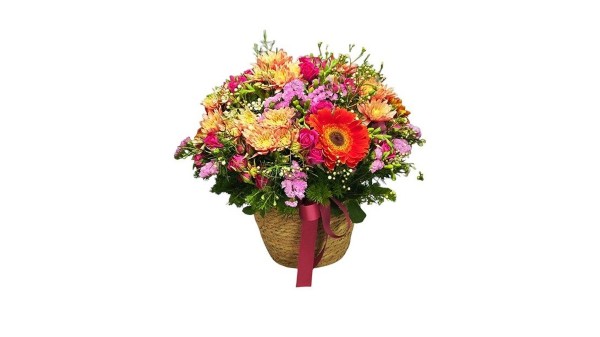 Big Happy Natural Basket Flower Arrangement