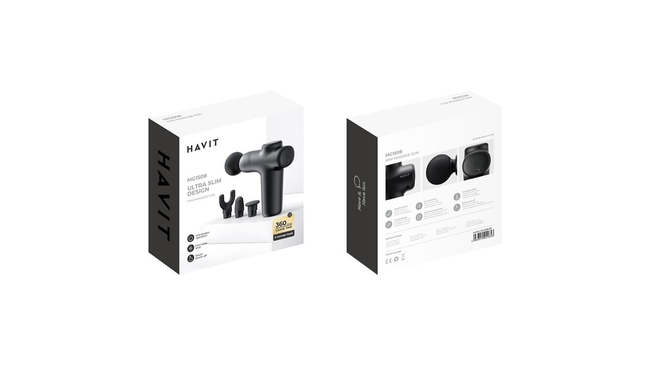 HAVIT Mini Massage Gun With 4 Massage Heads MG1508