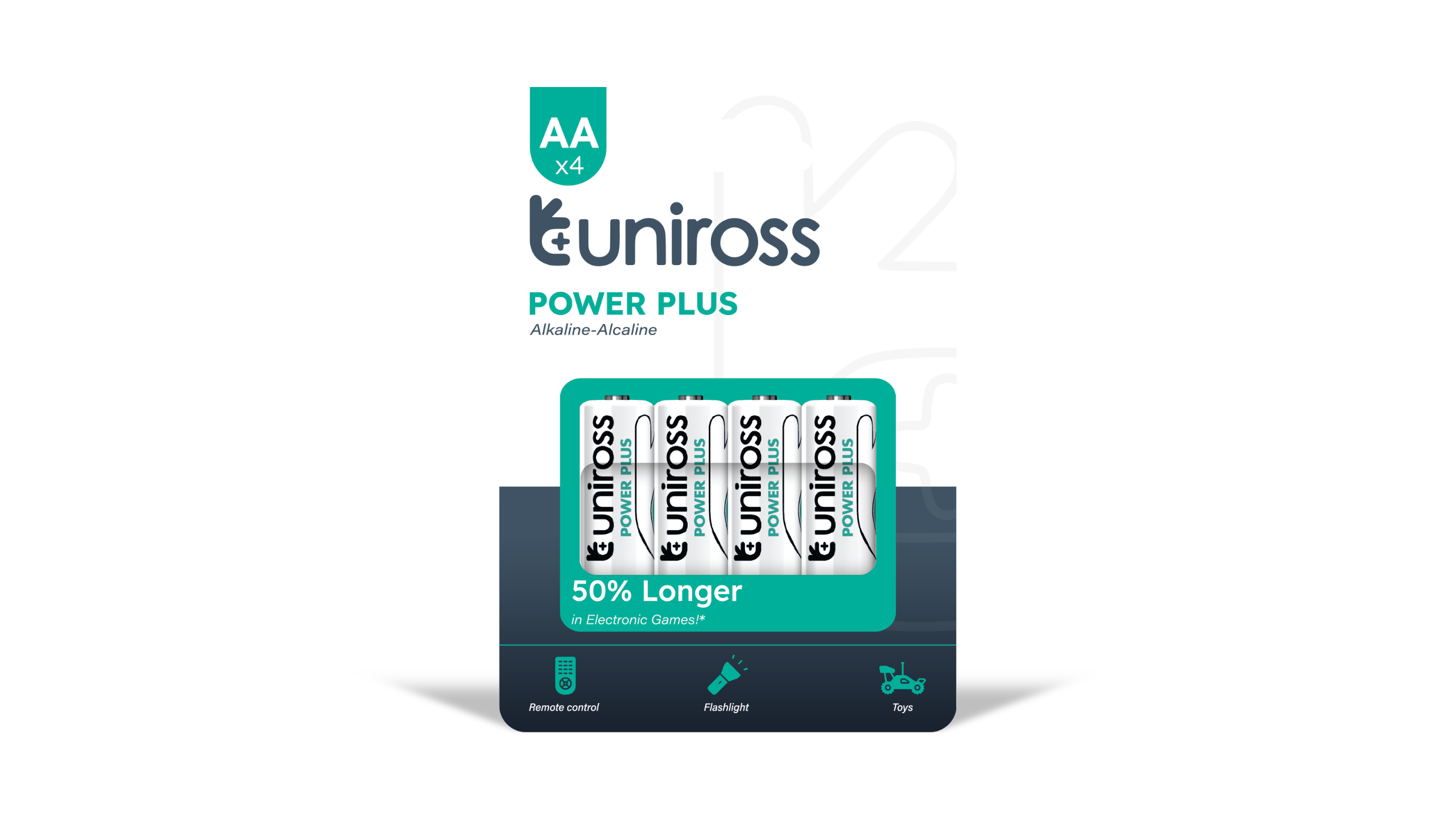 Uniross  AA Power Plus Alkaline Batteries (Pack 4)