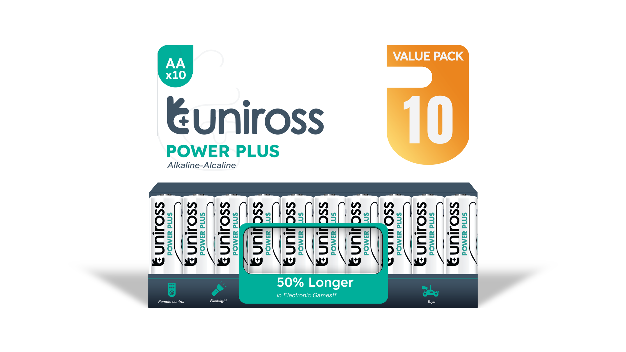 Uniross  AA Power Plus Alkaline Batteries (Pack 10)