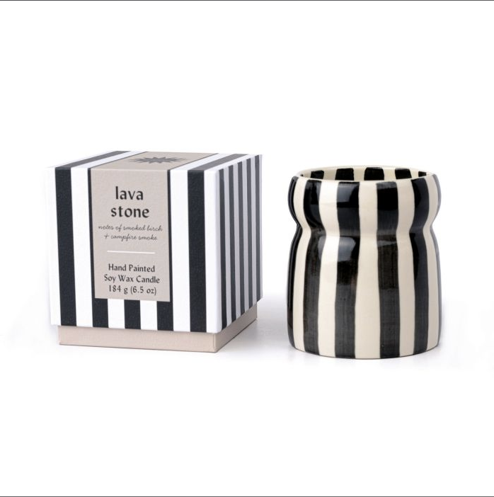 Lava Stone 184g Black Stripped Cabana Candle