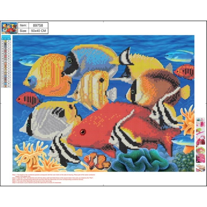 Diamond Painting Kit 40*50 cm ,Exotic Fish 5D