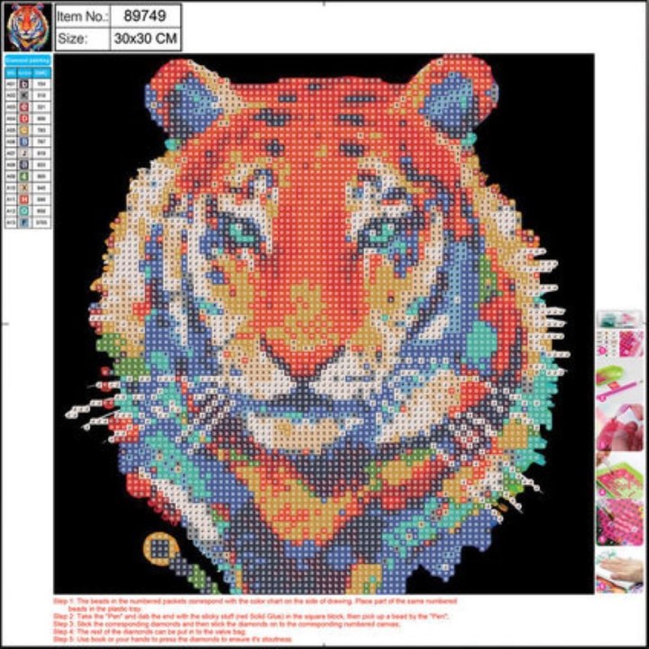 Diamond Painting Kit,Tiger 30*30cm 5D Centrum