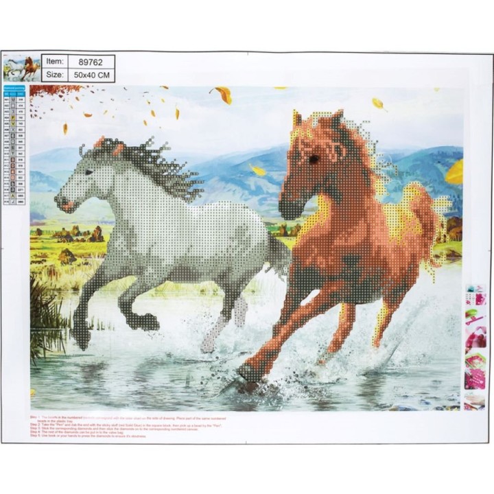 Diamond Painting Kit 40 *50 cm ,Horses 5D