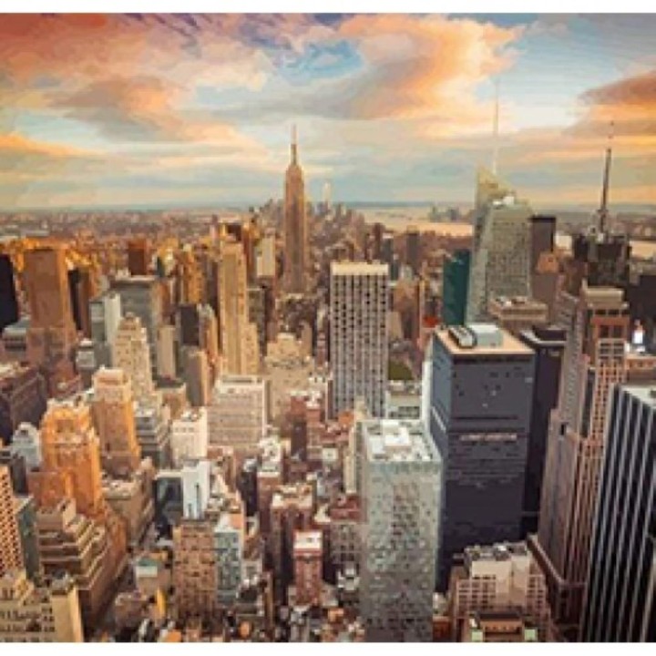 Paint by numbers Figured'Art Sunset New York 40x50cm Rolled canvas