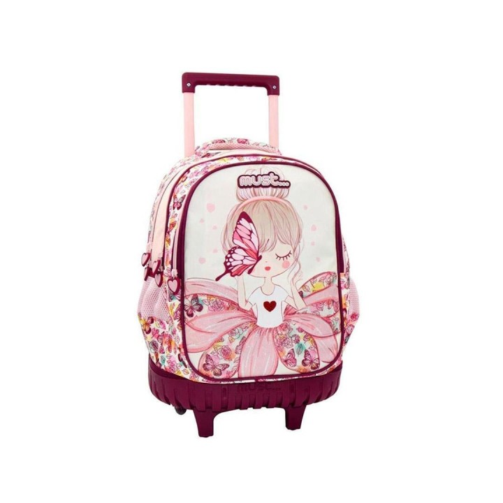 Τσάντα Σχολική, Τρόλεϊ, Δημοτικού, Girl with Butterfly, 3 Θήκες, (34x20x45εκ), M