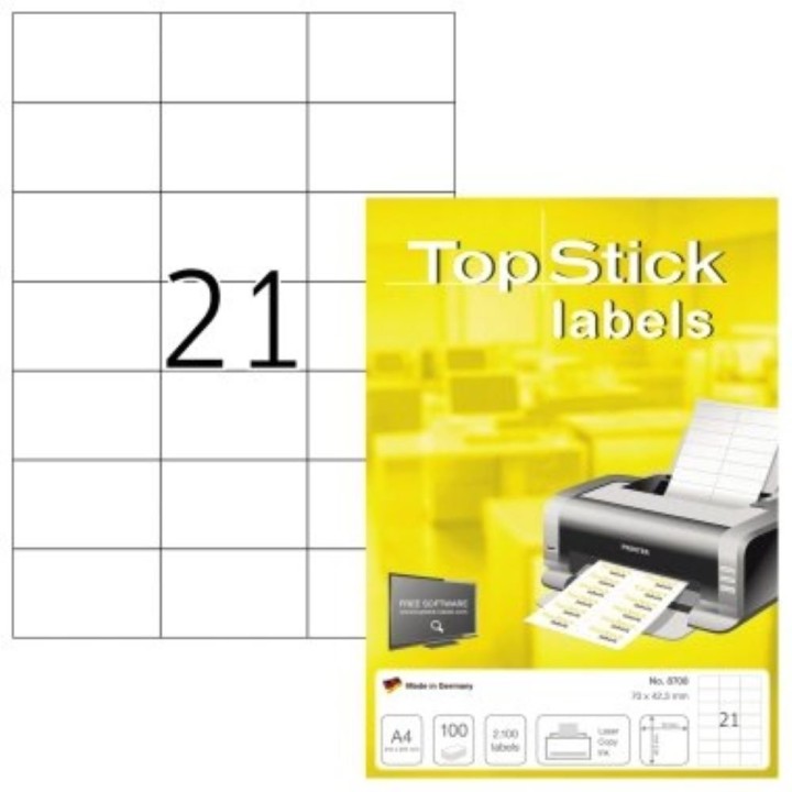 Topstick A4 Label 70*42.3 mm 21 Label per page