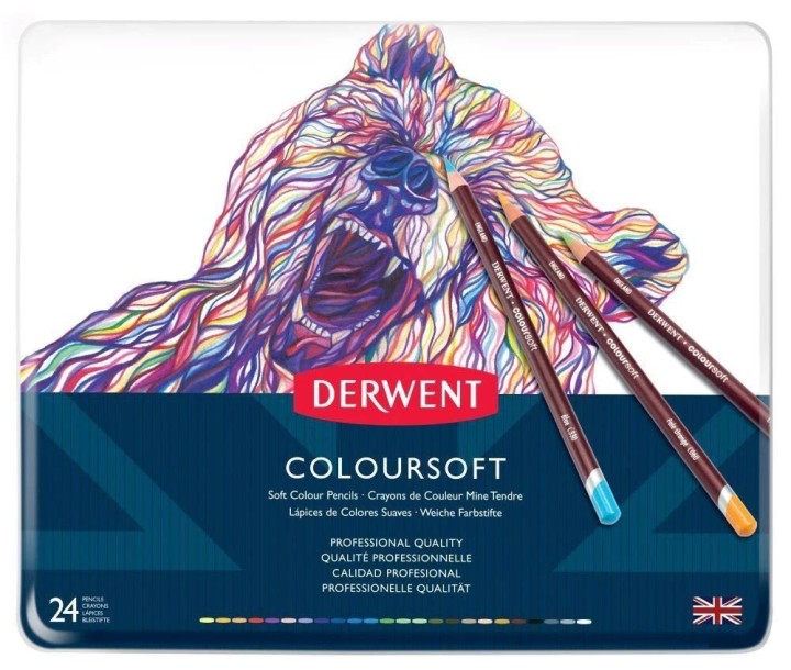 Derwent Coloursoft Artists Colour Pencils 24 Tin