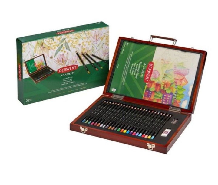 Derwent Academy Colour Pencil Wooden Gift Box of 27 pcs