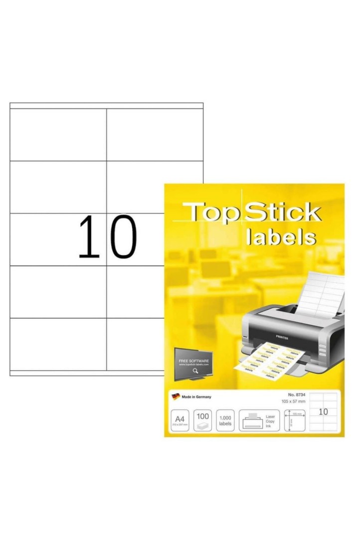 Topstick A4 Label (8734) 105*57mm 10 Label per page