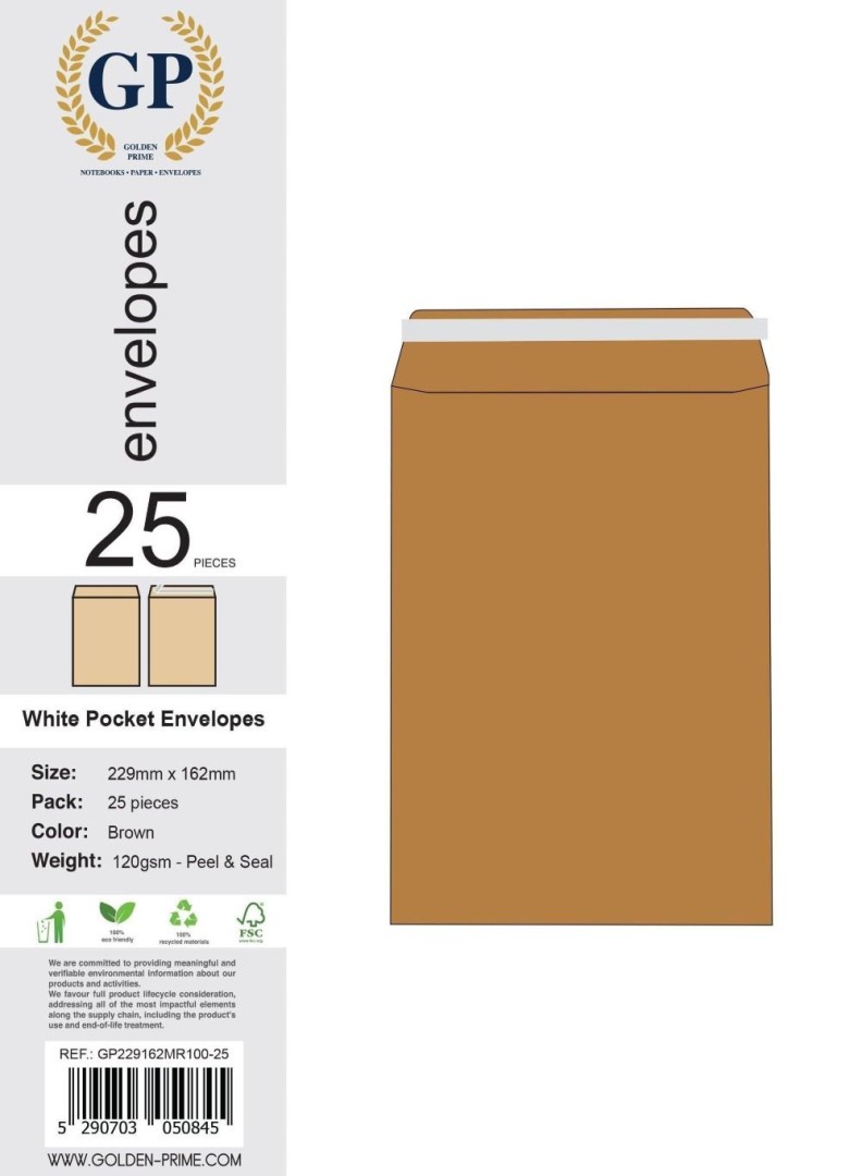 BROWN ENV. P & S A5 100GSM - 25 PCS PACK