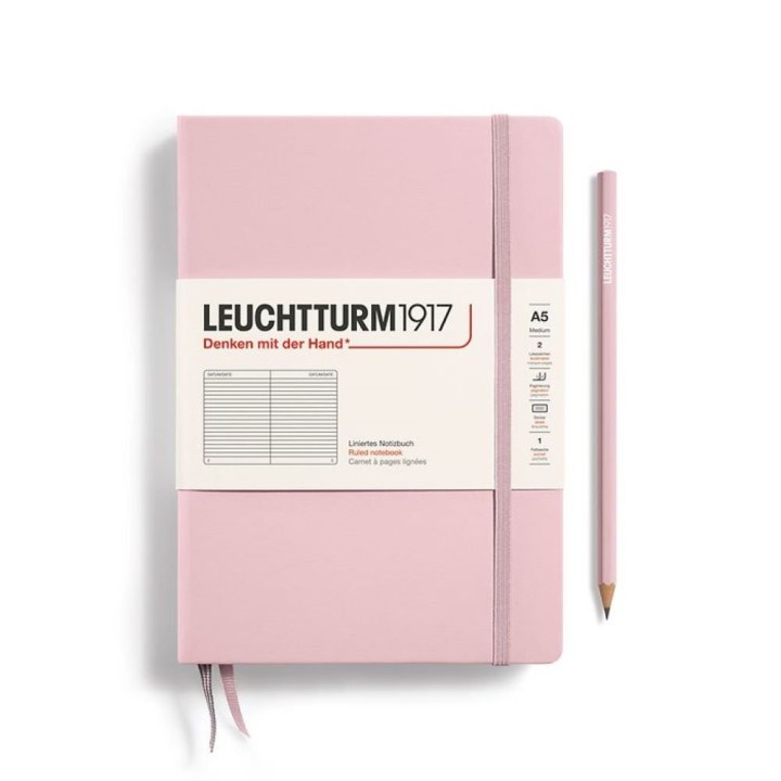 Notebook Medium (A5), Hardcover, 251 numbered pages, Powder , ruled