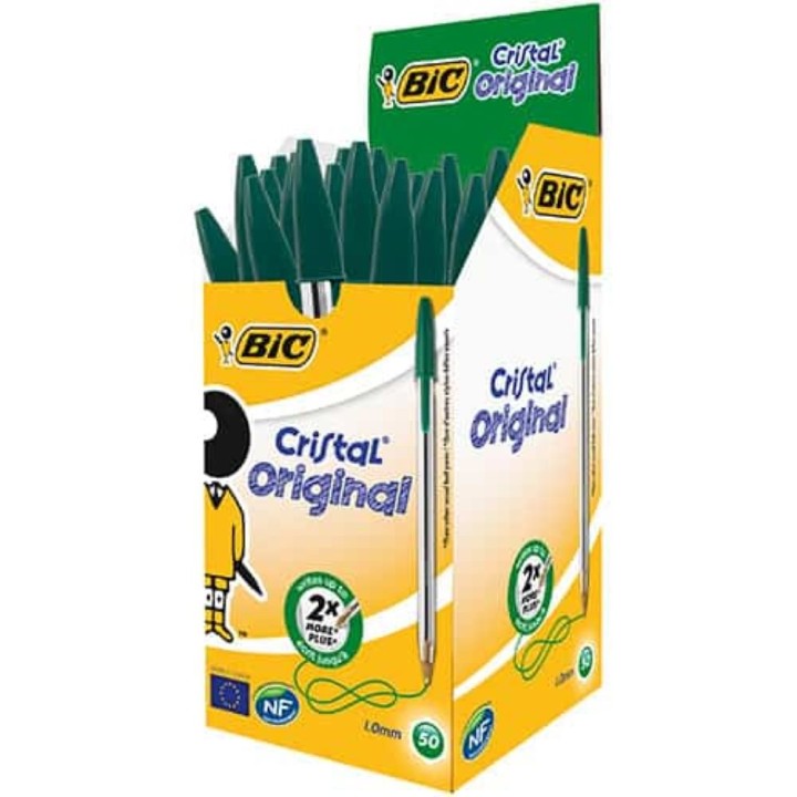 Bic Ball Pen Green Cristal 50 Pcs
