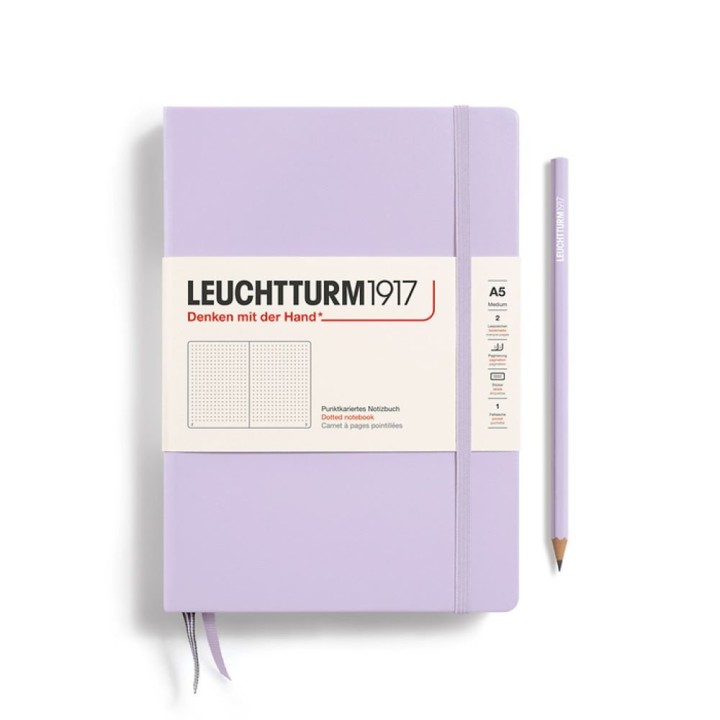 Notebook Medium (A5), Hardcover, 251 numbered pages, Lilac, Dotted