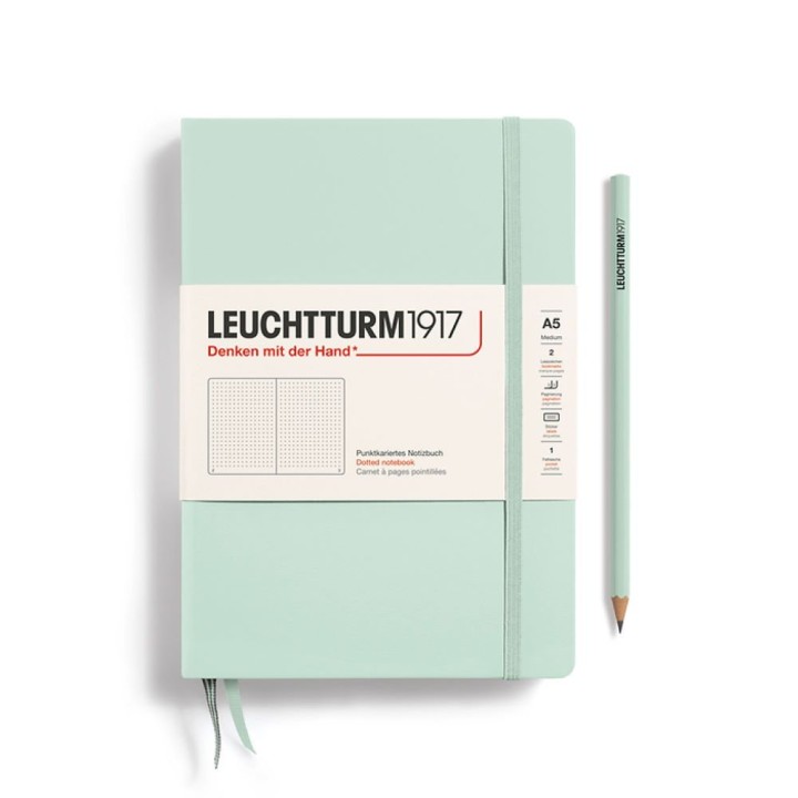 Notebook Medium (A5), Hardcover, 251 numbered pages, Mint Green, dotted