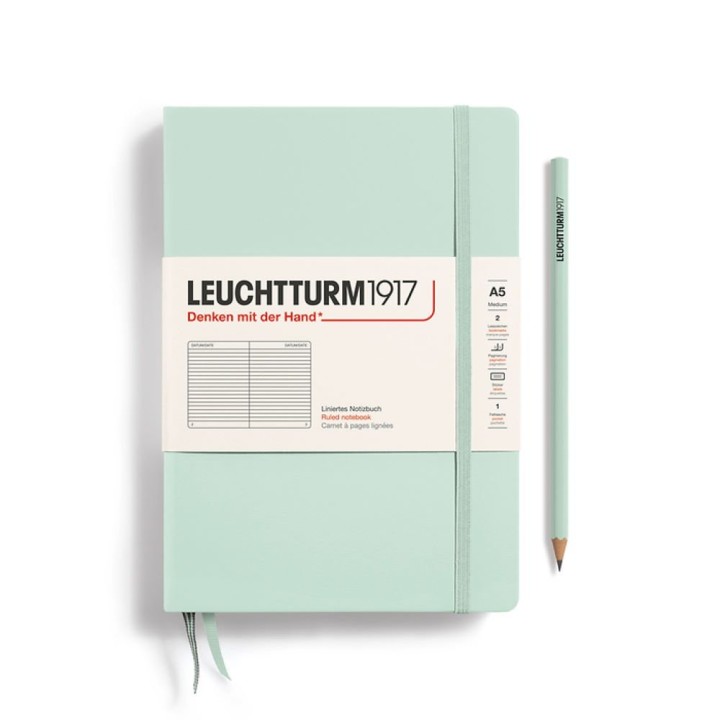 Notebook Medium (A5), hardcover, 251 pages, Mint Green Ruled