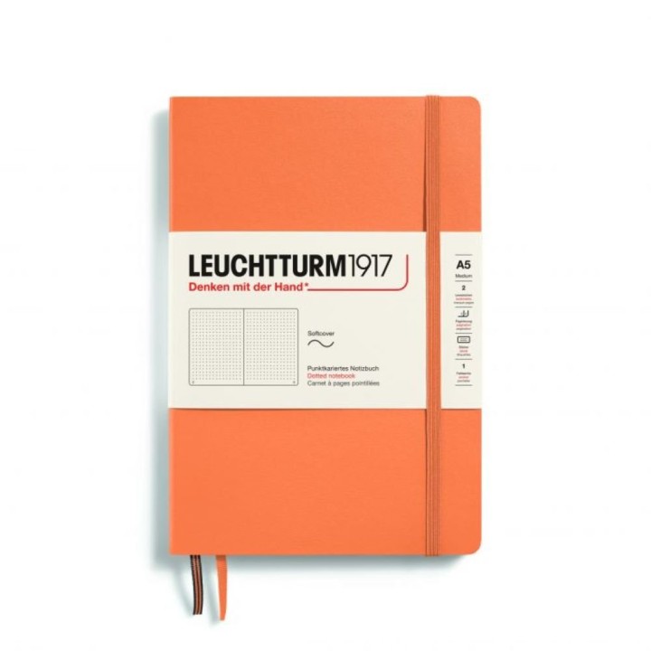 Notebook Medium (A5), Hardcover, 251 numbered pages, Apricot, dotted