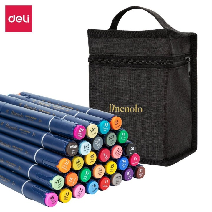 DELI FINENOLO TWIN SKETCH MARKERS 40 COLOURS BAG SET