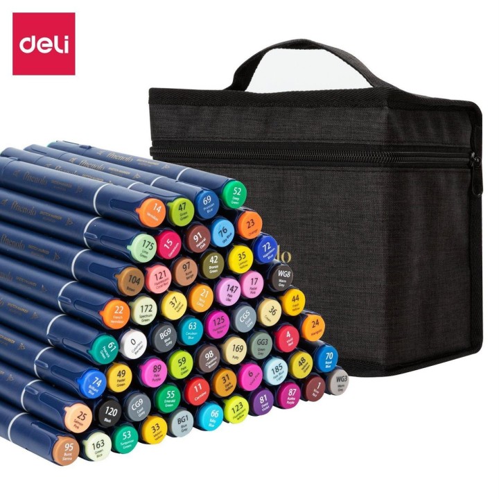 DELI FINENOLO TWIN SKETCH MARKERS 60 COLOURS BAG SET
