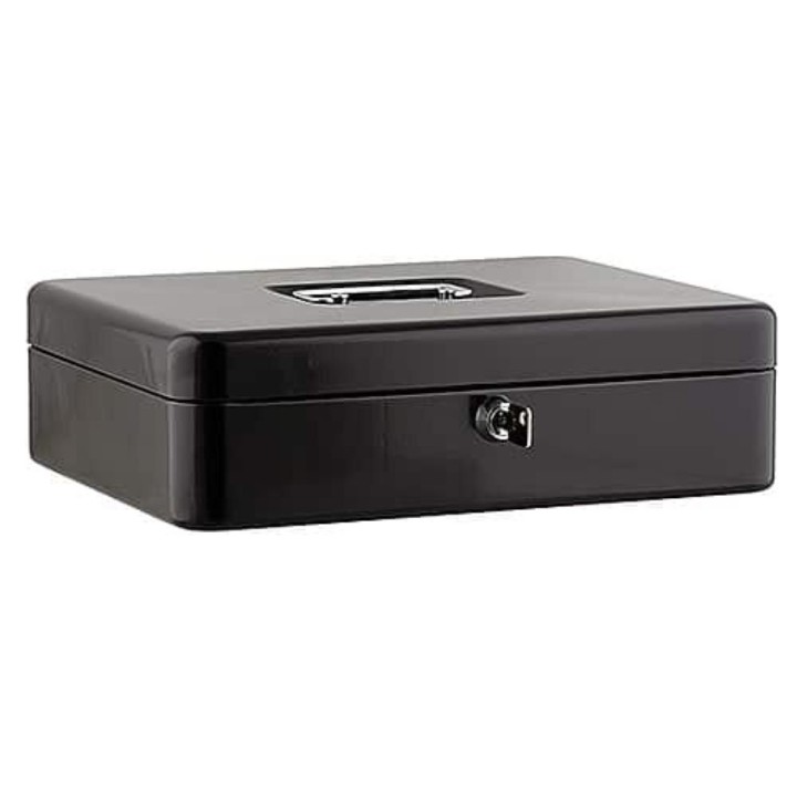 SAX Cash Box with Key Lock 30 x 24 x 9 cm Black