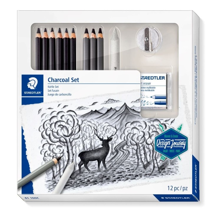 Staedtler Charcoal Cardboard Box Sketching Set of 12pcs